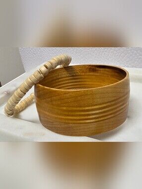 Ribbed Teak Wood Bangle Bracelet